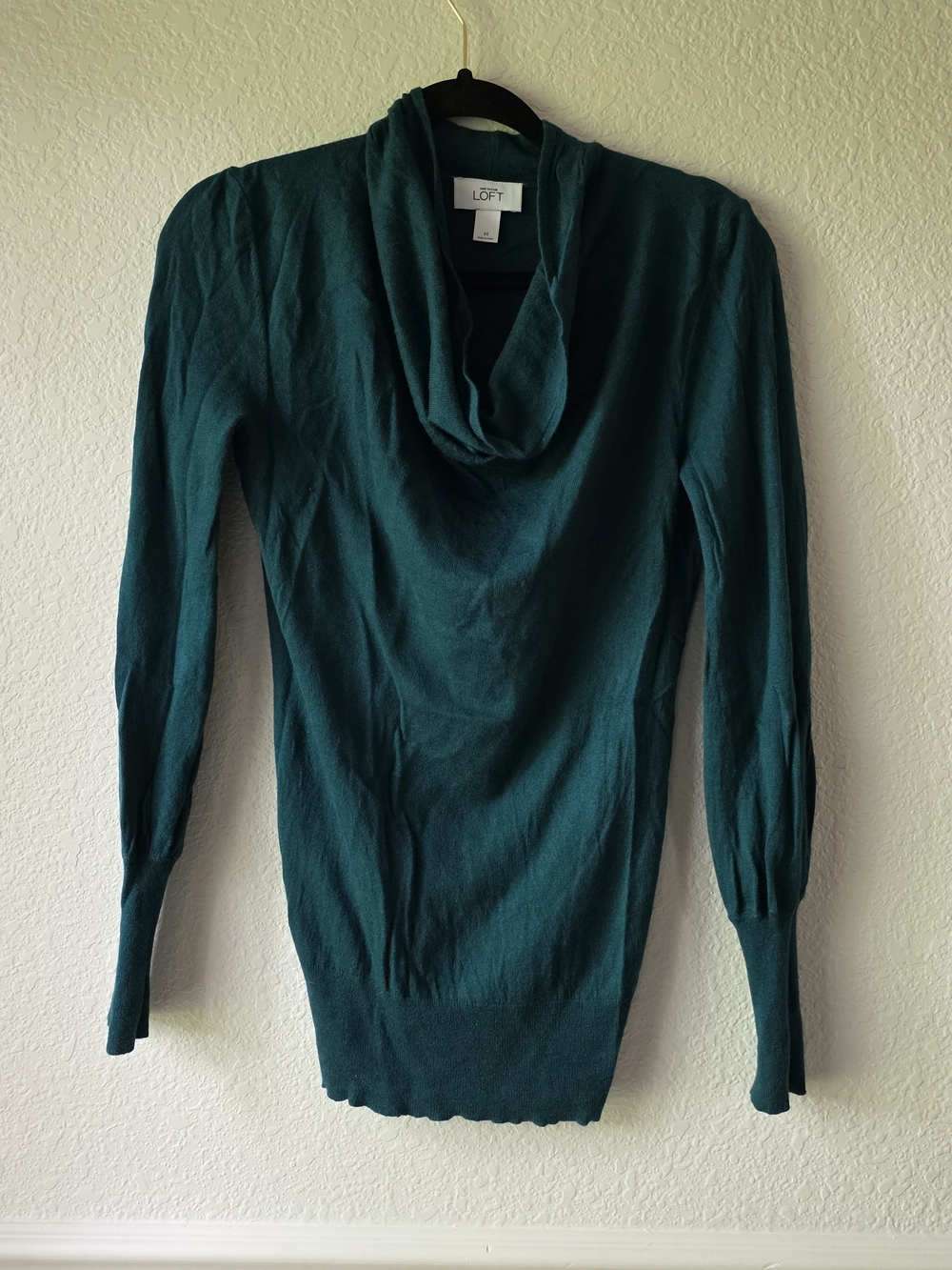 LOFT Deep Teal Cowl Neck Sweater